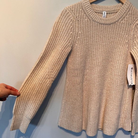 Athleta wool Sierra Crew Sweater in oatmeal size XXS NWT - Picture 3 of 6